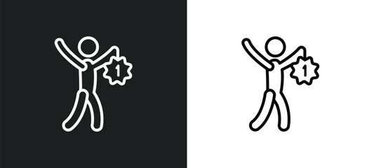 Poster - man award outline icon in white and black colors. man award flat vector icon from sports collection 