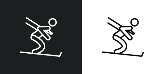 Wall Mural - skiing down hill outline icon in white and black colors. skiing down hill flat vector icon from sports collection for web, mobile apps and ui.