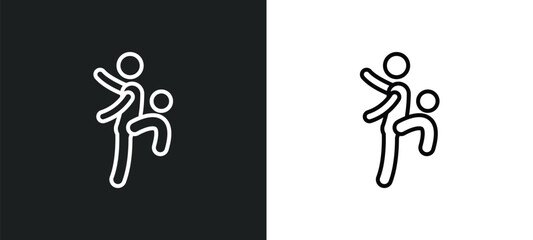 Wall Mural - person kicking ball with the knee outline icon in white and black colors. person kicking ball with the knee flat vector icon from sports collection for web, mobile apps and ui.