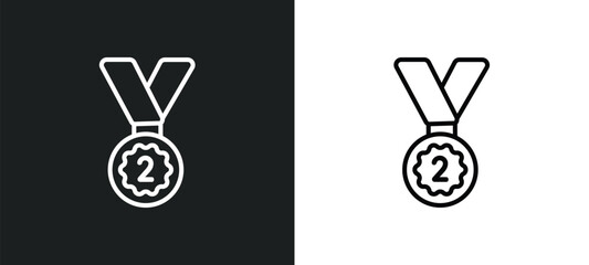 Poster - second prize outline icon in white and black colors. second prize flat vector icon from sports colle