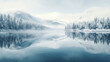 © ArYu Photography - In the winter's icy embrace, a serene lake reflects the snow-capped mountains, while cold winds whisper through the trees, painting a tranquil winter scene