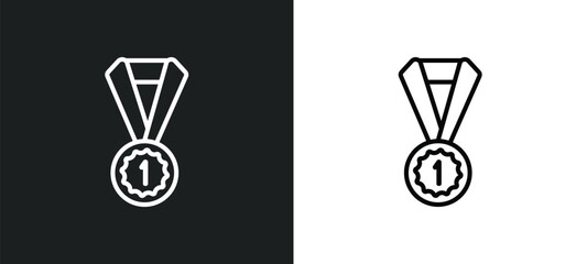 Poster - golden medal outline icon in white and black colors. golden medal flat vector icon from sports colle