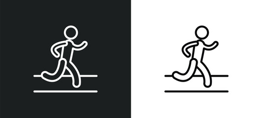 Poster - trail running outline icon in white and black colors. trail running flat vector icon from sport collection for web, mobile apps and ui.