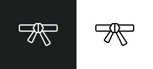 Poster - karate outline icon in white and black colors. karate flat vector icon from sport collection for web