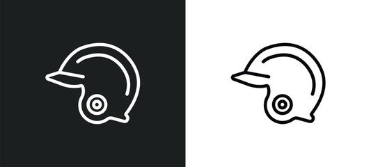 Poster - helmet outline icon in white and black colors. helmet flat vector icon from sport collection for web, mobile apps and ui.