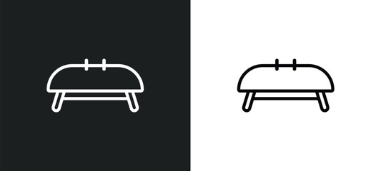 Poster - gymnastics outline icon in white and black colors. gymnastics flat vector icon from sport collection for web, mobile apps and ui.