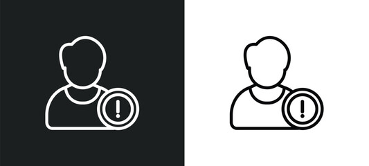 Poster - user warning outline icon in white and black colors. user warning flat vector icon from social collection for web, mobile apps and ui.