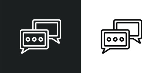 Poster - square bubble outline icon in white and black colors. square bubble flat vector icon from social collection for web, mobile apps and ui.