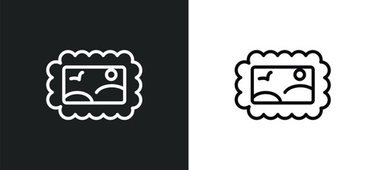 Poster - post stamp outline icon in white and black colors. post stamp flat vector icon from social collection for web, mobile apps and ui.
