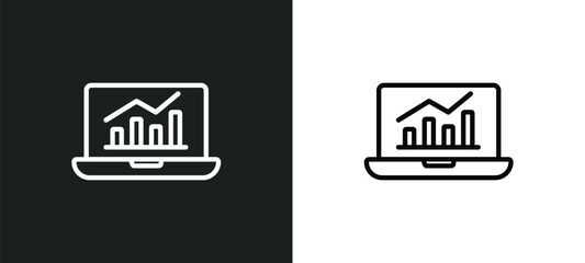 Poster - stadistics outline icon in white and black colors. stadistics flat vector icon from social media marketing collection for web, mobile apps and ui.