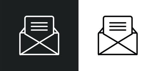 Poster - message outline icon in white and black colors. message flat vector icon from social media marketing collection for web, mobile apps and ui.