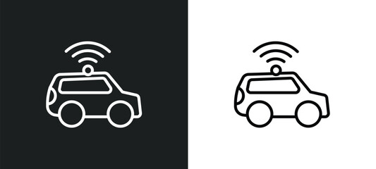 Poster - autonomous car outline icon in white and black colors. autonomous car flat vector icon from smart house collection for web, mobile apps and ui.