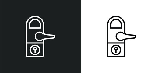 Poster - locking outline icon in white and black colors. locking flat vector icon from smart house collection for web, mobile apps and ui.