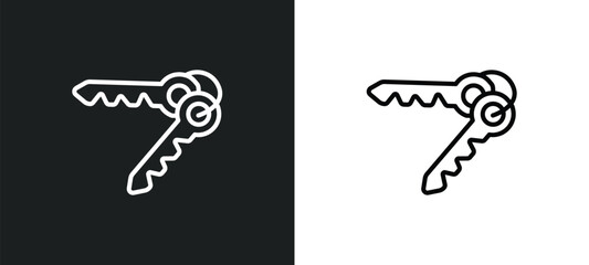 Poster - door key outline icon in white and black colors. door key flat vector icon from smart home collection for web, mobile apps and ui.