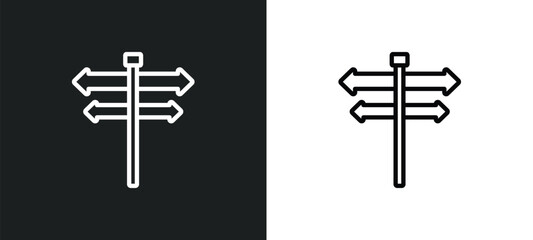 Poster - directional outline icon in white and black colors. directional flat vector icon from signs collection for web, mobile apps and ui.