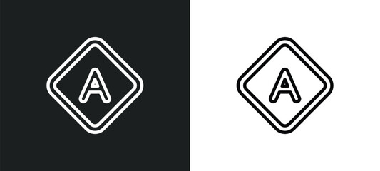 Poster - letter a outline icon in white and black colors. letter a flat vector icon from signs collection for web, mobile apps and ui.