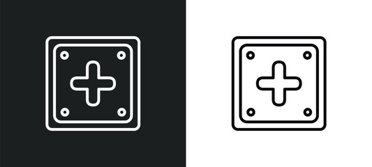 Poster - addition thick outline icon in white and black colors. addition thick flat vector icon from signs collection for web, mobile apps and ui.