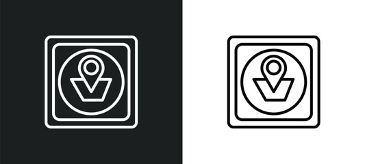 Poster - maps and location outline icon in white and black colors. maps and location flat vector icon from si