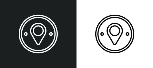 Poster - map and map pointer outline icon in white and black colors. map and pointer flat vector icon from signs collection for web, mobile apps ui.