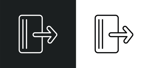 Poster - exit right arrow outline icon in white and black colors. exit right arrow flat vector icon from signs collection for web, mobile apps and ui.