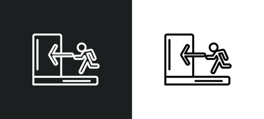 Poster - emergency exit outline icon in white and black colors. emergency exit flat vector icon from signs collection for web, mobile apps and ui.