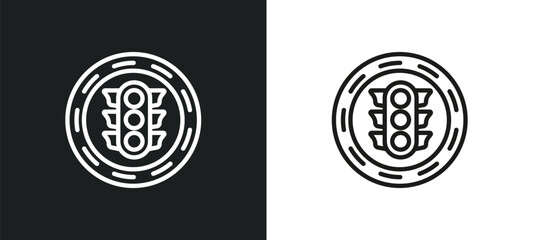 Poster - traffic light outline icon in white and black colors. traffic light flat vector icon from signs collection for web, mobile apps and ui.