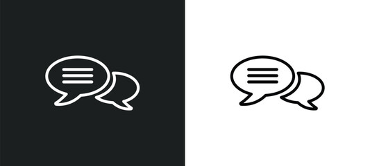 Poster - oval speech bubble outline icon in white and black colors. oval speech bubble flat vector icon from shapes collection for web, mobile apps and ui.