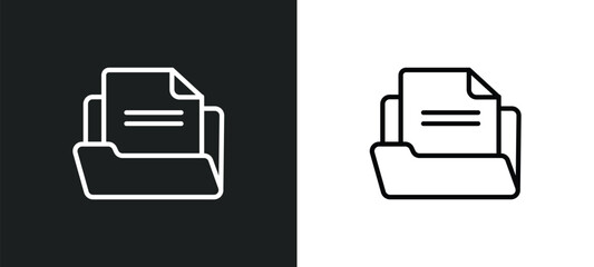 Poster - open folder outline icon in white and black colors. open folder flat vector icon from shapes collection for web, mobile apps and ui.
