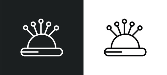 Poster - pin holder outline icon in white and black colors. pin holder flat vector icon from sew collection for web, mobile apps and ui.