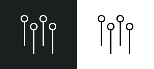 Poster - pin outline icon in white and black colors. pin flat vector icon from sew collection for web, mobile