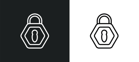 Poster - lock graphic interface security outline icon in white and black colors. lock graphic interface security flat vector icon from security collection for web, mobile apps and ui.