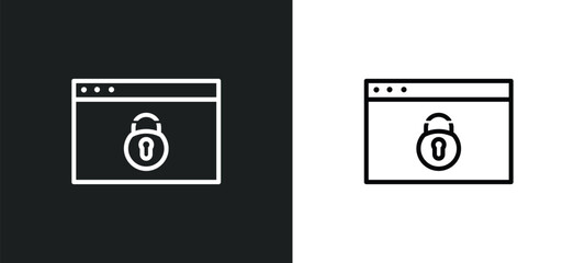 Poster - data window lock outline icon in white and black colors. data window lock flat vector icon from security collection for web, mobile apps and ui.
