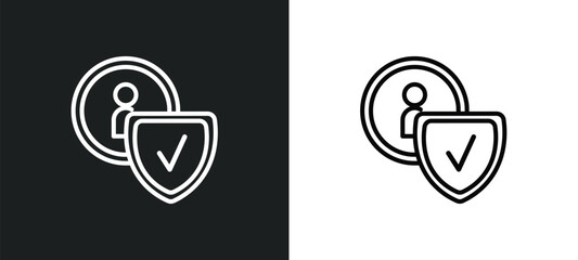 Poster - user protection outline icon in white and black colors. user protection flat vector icon from security collection for web, mobile apps and ui.