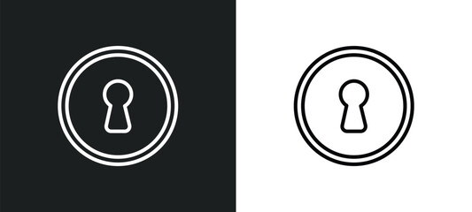 Poster - keyhole outline icon in white and black colors. keyhole flat vector icon from security collection fo