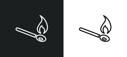 Canvas Print - match fire outline icon in white and black colors. match fire flat vector icon from security collection for web, mobile apps and ui.