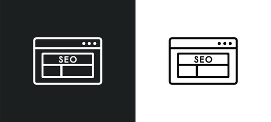 Poster - site outline icon in white and black colors. site flat vector icon from seo & web collection for web