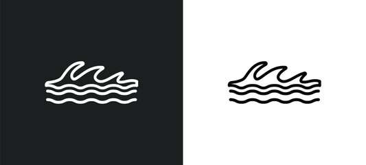Poster - tide outline icon in white and black colors. tide flat vector icon from season collection for web, m