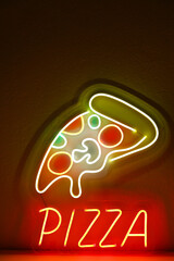 Canvas Print - Colorful neon sign pizza. Trendy style. Food style. Neon sign. Custom neon. 