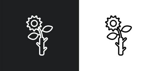 budding staff outline icon in white and black colors. budding staff flat vector icon from religion collection for web, mobile apps and ui.