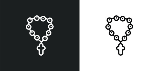 Poster - raya rosary outline icon in white and black colors. raya rosary flat vector icon from religion colle