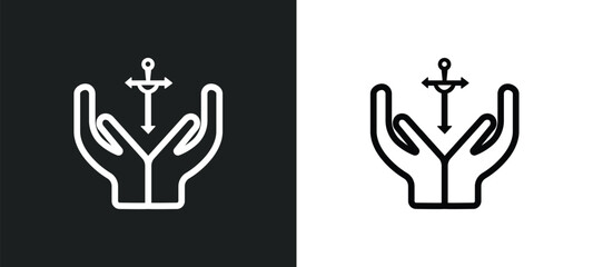 Wall Mural - faith outline icon in white and black colors. faith flat vector icon from religion collection for web, mobile apps and ui.