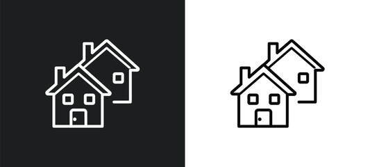 Wall Mural - neighborhood outline icon in white and black colors. neighborhood flat vector icon from real estate collection for web, mobile apps and ui.