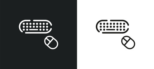 Poster - keyboard and mouse outline icon in white and black colors. keyboard and mouse flat vector icon from programming collection for web, mobile apps ui.