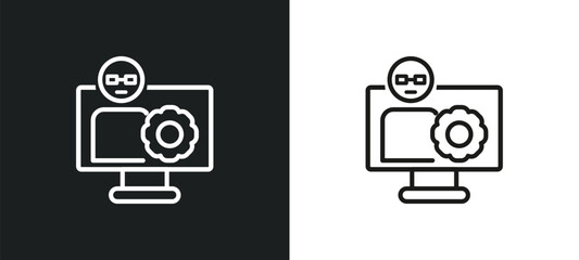 Poster - engineering outline icon in white and black colors. engineering flat vector icon from programming collection for web, mobile apps and ui.