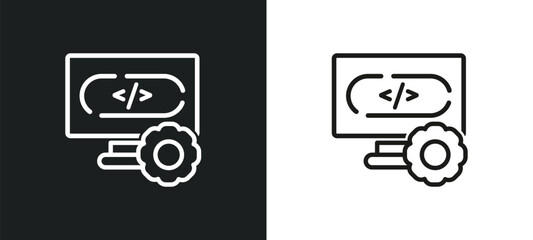 Poster - computing outline icon in white and black colors. computing flat vector icon from programming collection for web, mobile apps and ui.