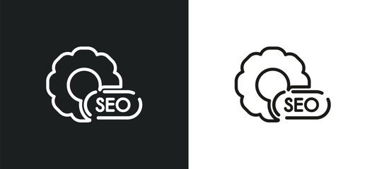 Poster - seo outline icon in white and black colors. seo flat vector icon from programming collection for web, mobile apps and ui.