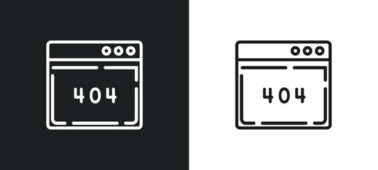 Poster - error 404 outline icon in white and black colors. error 404 flat vector icon from programming collection for web, mobile apps and ui.