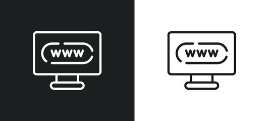 Poster - www outline icon in white and black colors. www flat vector icon from programming collection for web