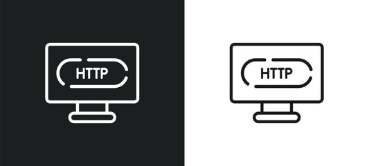 Poster - http outline icon in white and black colors. http flat vector icon from programming collection for w