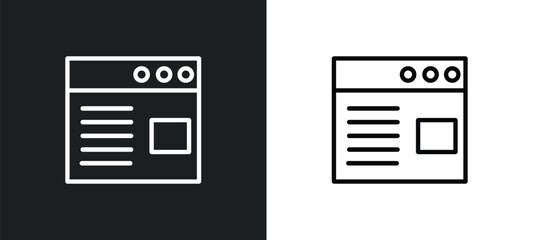 Poster - web page outline icon in white and black colors. web page flat vector icon from seo collection for web, mobile apps and ui.